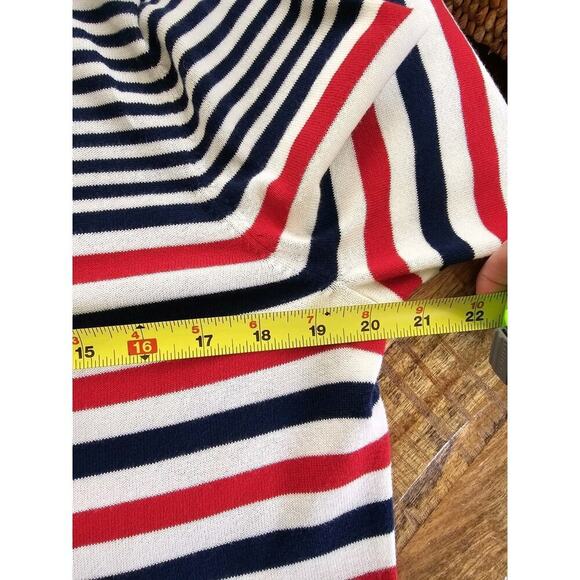 Lands' End Striped Cardigan Sweater Women's M Tall Americana USA - Picture 5 of 7